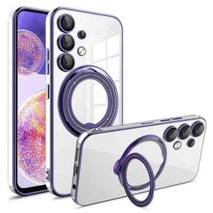 For Samsung Galaxy A23 4G / A23 5G Electroplating MagSafe 360 Degree Rotation Holder Shockproof Phone Case(Dark Purple)