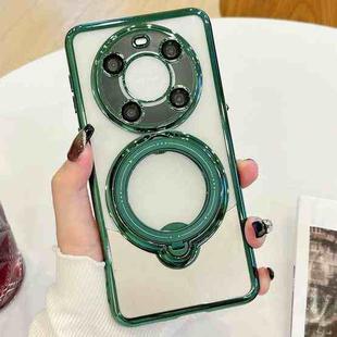 For Huawei Mate 40 Electroplating MagSafe 360 Degree Rotation Holder Shockproof Phone Case(Dark Green)