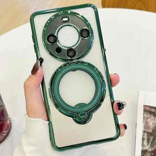 For Huawei Mate 60 Pro / 60 Pro+ Electroplating MagSafe 360 Degree Rotation Holder Shockproof Phone Case(Dark Green)