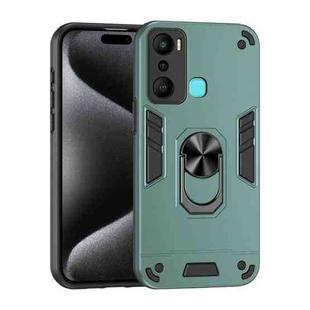 For Infinix Hot 20i Shockproof Metal Ring Holder Phone Case(Green)