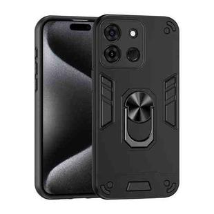 For Infinix Smart 7 Shockproof Metal Ring Holder Phone Case(Black)