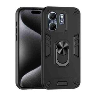 For Infinix Hot 50i Shockproof Metal Ring Holder Phone Case(Black)