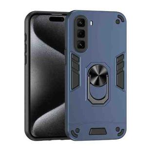 For Infinix Hot 50 Pro+ 4G Shockproof Metal Ring Holder Phone Case(Blue)