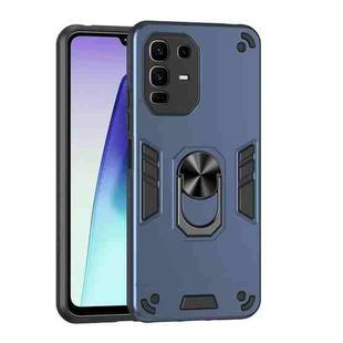 For Infinix Note 50 Pro+ Shockproof Metal Ring Holder Phone Case(Blue)