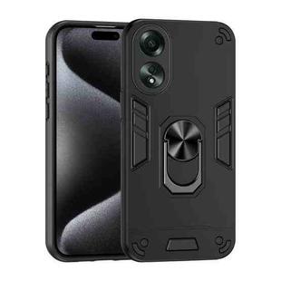 For OPPO A58 4G Shockproof Metal Ring Holder Phone Case(Black)