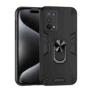 For OPPO A74 5G Shockproof Metal Ring Holder Phone Case(Black)