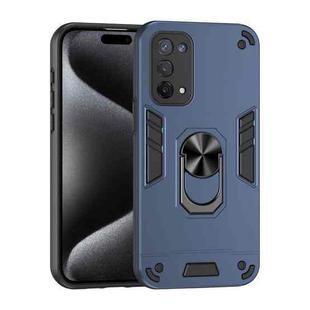 For OPPO A74 5G Shockproof Metal Ring Holder Phone Case(Blue)