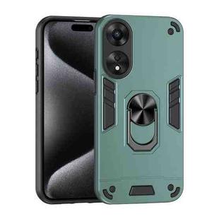 For OPPO A78 Shockproof Metal Ring Holder Phone Case(Green)
