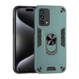 For OPPO Reno6 Lite Shockproof Metal Ring Holder Phone Case(Green)