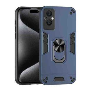 For OPPO Reno7 Z 5G Shockproof Metal Ring Holder Phone Case(Blue)