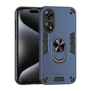 For OPPO Reno8 T 4G Shockproof Metal Ring Holder Phone Case(Blue)