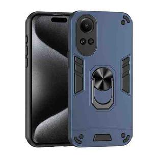 For OPPO Reno10 5G Global Shockproof Metal Ring Holder Phone Case(Blue)
