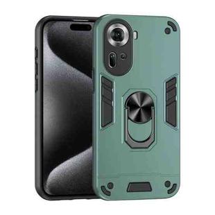 For OPPO Reno11 Global Shockproof Metal Ring Holder Phone Case(Green)