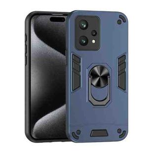 For Realme 9 Pro Shockproof Metal Ring Holder Phone Case(Blue)