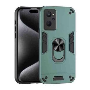 For Realme 9i Shockproof Metal Ring Holder Phone Case(Green)