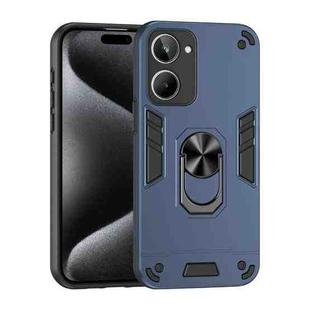 For Realme 10 4G Shockproof Metal Ring Holder Phone Case(Blue)