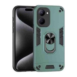 For Realme C33 Shockproof Metal Ring Holder Phone Case(Green)