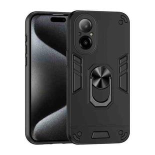 For Realme C67 4G Shockproof Metal Ring Holder Phone Case(Black)