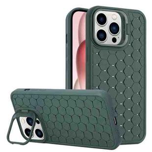 For iPhone 15 Pro Max Honeycomb Radiating Lens Holder TPU Phone Case(Green)