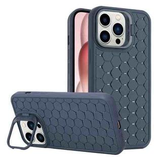 For iPhone 15 Pro Max Honeycomb Radiating Lens Holder TPU Phone Case(Blue)