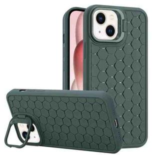 For iPhone 14 Honeycomb Radiating Lens Holder TPU Phone Case(Green)