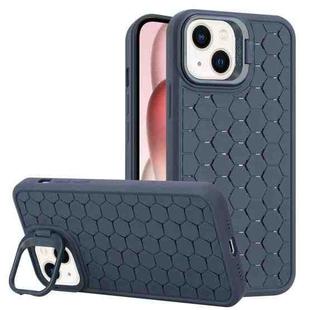 For iPhone 14 Honeycomb Radiating Lens Holder TPU Phone Case(Blue)