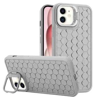 For iPhone 12 Honeycomb Radiating Lens Holder TPU Phone Case(Grey)