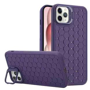 For iPhone 11 Pro Max Honeycomb Radiating Lens Holder TPU Phone Case(Purple)