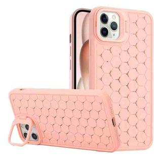 For iPhone 11 Pro Honeycomb Radiating Lens Holder TPU Phone Case(Pink)