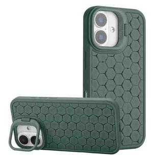 For iPhone 16 Plus Honeycomb Radiating Lens Holder TPU Phone Case(Green)