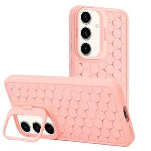 For Samsung Galaxy A35 5G Honeycomb Radiating Lens Holder TPU Phone Case(Pink)