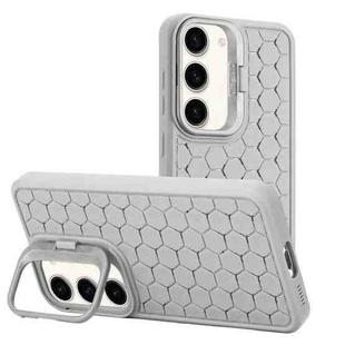 For Samsung Galaxy S23 5G Honeycomb Radiating Lens Holder TPU Phone Case(Grey)