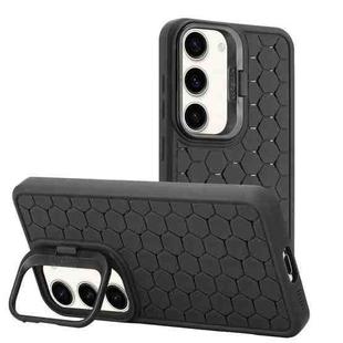 For Samsung Galaxy S23+ 5G Honeycomb Radiating Lens Holder TPU Phone Case(Black)