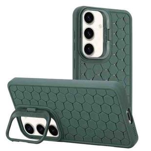 For Samsung Galaxy S24+ 5G Honeycomb Radiating Lens Holder TPU Phone Case(Green)