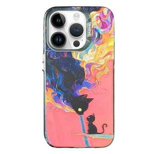 For iPhone 13 Pro Laser Cat PC Shockproof Phone Case(Black)