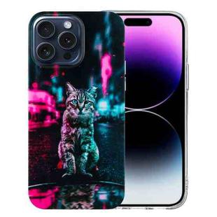 For iPhone 16 Pro Max Colorful Painting Pattern TPU Phone Case(Traffic Light Cat)