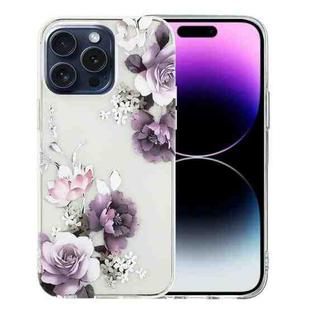 For iPhone 16 Pro Colorful Painting Pattern TPU Phone Case(Peony)