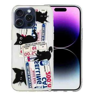 For iPhone 16 Pro Colorful Painting Pattern TPU Phone Case(Black Cat)