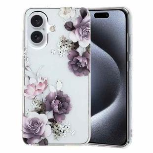 For iPhone 16 Colorful Painting Pattern TPU Phone Case(Peony)