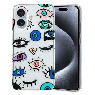 For iPhone 16 Colorful Painting Pattern TPU Phone Case(Eye Monster)