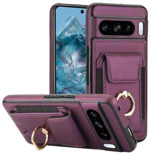 For Google Pixel 8 Pro Elastic Card Bag Ring Holder Phone Case(Purple)