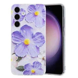 For Samsung Galaxy S24 5G Colorful Painting Pattern TPU Phone Case(Purple Flowers)