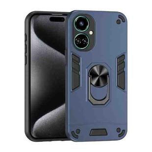 For Tecno Camon 19 Shockproof Metal Ring Holder Phone Case(Blue)