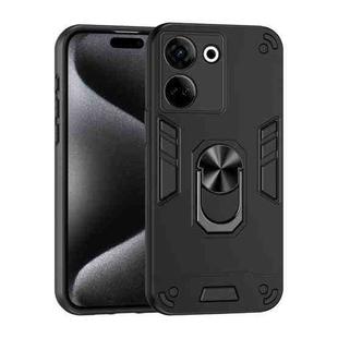 For Tecno Camon 20 Pro 4G Shockproof Metal Ring Holder Phone Case(Black)