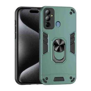 For Tecno Pop 6 Go Shockproof Metal Ring Holder Phone Case(Green)