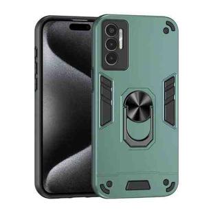 For Tecno Pova 3 Shockproof Metal Ring Holder Phone Case(Green)