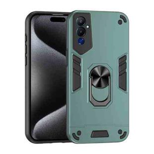 For Tecno Pova 4 Pro Shockproof Metal Ring Holder Phone Case(Green)