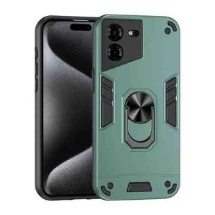 For Tecno Pova 5 Pro Shockproof Metal Ring Holder Phone Case(Green)