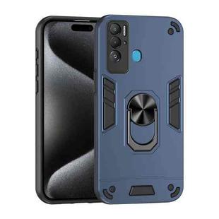 For Tecno Pova Neo Shockproof Metal Ring Holder Phone Case(Blue)