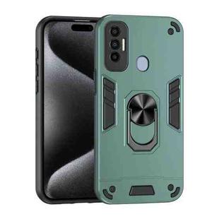 For Tecno Spark 7 Pro Shockproof Metal Ring Holder Phone Case(Green)
